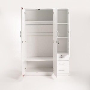 Chambre à coucher facile à assembler design de <span class=keywords><strong>casier</strong></span> étanche <span class=keywords><strong>blanc</strong></span> 3 portes ensemble de vêtements en bois avec trois tiroirs, <span class=keywords><strong>armoire</strong></span> <span class=keywords><strong>armoire</strong></span> - Product Image 3