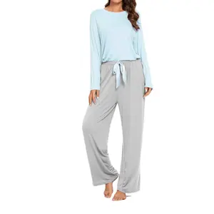 Conjunto de pijama para mujer, ropa de dormir femenina, suelta, de Color sólido, artículo a la moda, para el hogar