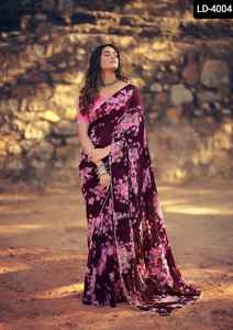 คอลเล็กชั่นส่าหรีดั้งเดิมของเฮฟวี่ Georgette Saree,คอลเล็กชั่นภาพดิจิตอลชุดแต่งงานผ้าส่าหรีตะวันตกสำหรับผู้หญิงและเด็กผู้หญิง - Product Image 3