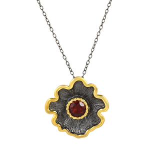 Traditionnel indien ethnique 925 chaîne en argent Sterling collier naturel rond grenat pierres précieuses pendentifs à breloque bijoux fins pour les femmes - Product Image 1