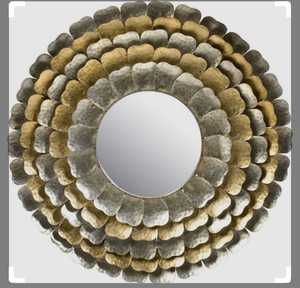 Grande décoration de maison en argent et or, cadeau de beauté, en forme de feuilles, suspendue, cadre métallique, miroir mural décoratif - Product Image 5