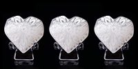 Sculpture de Sélénite en Forme de Cœur Personnalisée de Qualité Supérieure, 1,5-2 pouces, Cristal Naturel de Guérison, Écologique, Imprimée en Letterpress