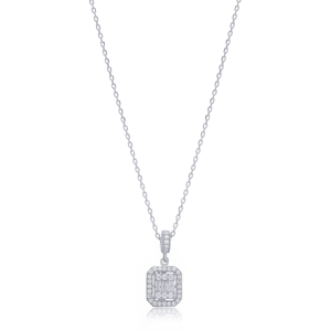 Rectangle Mix Cut Zircon Stone Charm <b>Necklace</b> Wholesale 925 <b>Sterling</b> <b>Silver</b> for Woman Jewelry - Product Image 4