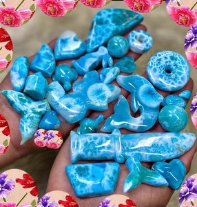 Cadeau Fête des Mères Cabochon Larimar Naturel Lapin Sculpté Certifié IGI - Product Image 2