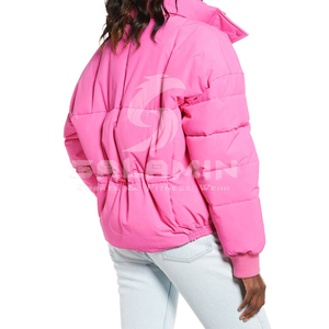 Venta al por mayor de las mujeres Shinny recortada de manga larga acolchado Puffer chaqueta abrigo de invierno para las señoras Shinny recortada de manga larga - Product Image 3
