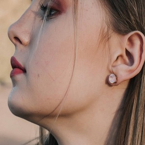 92.5 Sterling Silver Natural Rose Quartz Faceted Round Shape Gemstone Prong Setting <b>Beautiful</b> Studs <b>Earring</b> Women Cute Gift - Product Image 2