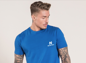 Camiseta de manga corta para hombre, camiseta azul real de talla delgada, camiseta de verano de calle alta con cuello redondo, camiseta grande y alta - Product Image 3