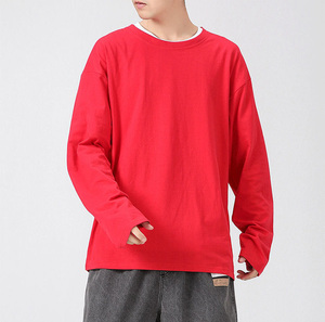 มาใหม่ของผู้ชายแขนยาวผ้าฝ้าย100% สีที่กำหนดเองขนาดบวกเสื้อยืด - Product Image 4