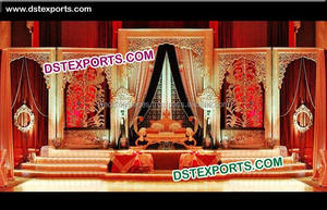 Fondo de fibra Rectangular de boda de moda-Marco elegante Marco de escenario trasero decoración boda decorativa con marco de medallón - Product Image 6