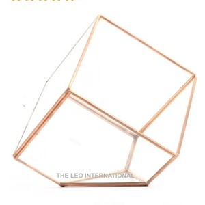 Terrarium Edelstahl und Klarglas Sukkulente Luft pflanzen Moderne Pentagon Geometric Home Office Tischplatte 8x8x12 Zoll - Product Image 5