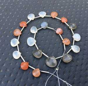 Pierre de lune multiple naturelle, 21 pièces, perles de Briolette en forme de cœur à facettes, fabricant en gros, véritable haute qualité - Product Image 3