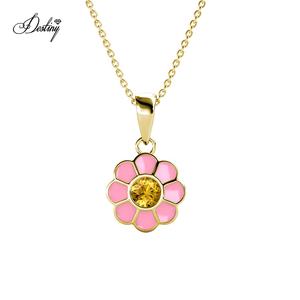 Minuscule <span class=keywords><strong>rose</strong></span> émail marguerite fleur pendentif filles collier Daisini orné de cristaux <span class=keywords><strong>Swarovski</strong></span> 925 argent enfants <span class=keywords><strong>bijoux</strong></span> - Product Image 4