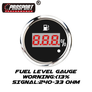 Nouveau pour 216SWFL-CB Jauge de niveau de carburant numérique 52 mm à cadran noir avec fonction d'avertissement LED rouge en acier inoxydable 12V/24V pour véhicules lourds - Product Image 6