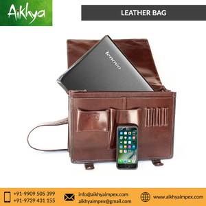 Unisex Outstand Brown Pure Genuine Leather <b>Briefcase</b> Soft Office Use <b>Briefcase</b> with Shoulder Strap for Comfortable Carry - Product Image 5