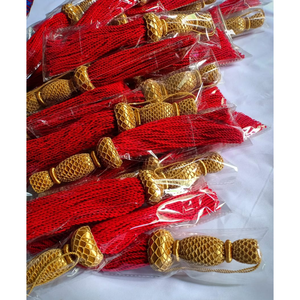 New Design Eco-Friendly Polyester Handmade Durable Lightweight Decorative Sash Tassels <b>Red</b> Gold Fringe Trim 100mm Custom Logo - Product Image 6
