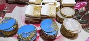 Blue & <b>Pink</b> With Gold RIm Resin <b>Coaster</b> American Style <b>Coasters</b> Wood Resin <b>Coasters</b> - Product Image 3