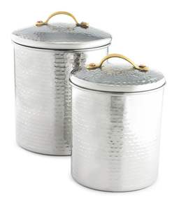 Set of 2 Galvanized Metal <b>Storage</b> Containers with Elegant Gold Handle Perfect for Tableware <b>Storage</b> and Home Organization - Product Image 1
