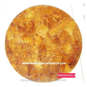 Mesa de centro de Ojos de tigre dorado, semipreciosa - Product Image 1