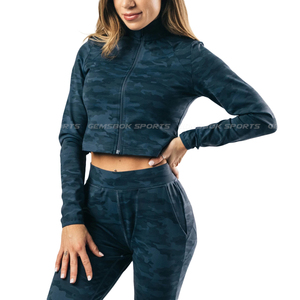 High Quality Women's Quilted 4-Way Stretch <b>Camo</b> Track <b>Jacket</b> Premium Crop <b>Jacket</b> High-Performance Flexible Construction - Product Image 1