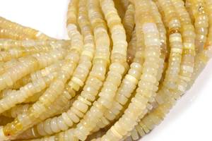 Perles de pierre Heishi lisses en forme de roue ronde plate opale jaune pour la fabrication de bijoux - Product Image 3