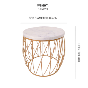 Support à gâteau en métal cylindrique personnalisé avec dessus en marbre conçu par une usine indienne - Product Image 4