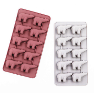 Dekorative 10-Fach Stapelbare Umweltfreundliche Silikon-Eiswürfelform mit Deckel Eisbär-Form Tiermuster <span class=keywords><strong>Greenkitchen</strong></span> Home Eiscreme - Product Image 3