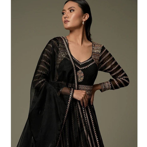 <b>Long</b> AnarkaLong Li Gown Stitched with <b>Matching</b> Dupatta for Festive Season and Special Occasion for Girls Gorgette Designer Dress - Product Image 1