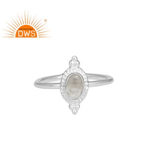 Bague ajustable en argent fin pour femme, bijou fait à la main, gros cristal ovale, pierre précieuse, possibilité de vente en gros - Product Image 1