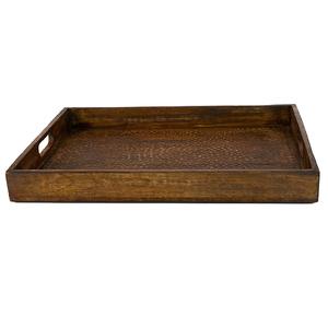 Plateau de service en bois de créateur le plus récent de forme rectangulaire vaisselle d'hôtel plat de service de luxe fait à la main plateau de service abordable - Product Image 6