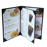 Dernier Moderne 3 Panneaux 4 Panneaux En Cuir Restaurant Bill Presenter Check Holder PU KnittedBacking Fini pour Hôtels Restaurants