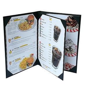 Último moderno 3 paneles 4 paneles de cuero restaurante Bill presentador Check Holder PU KnittedBacking terminado para hoteles restaurantes - Product Image 3