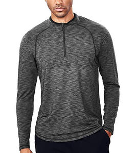 Jersey ligero de Otoño de manga larga con cremallera para hombre, chaqueta de Yoga elástica de entrenamiento de patrón sólido con orificio para el pulgar - Product Image 2