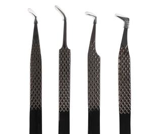 ชุด4ชิ้นจากญี่ปุ่นขนตาปลอม4ชิ้นแหนบปลายโค้งสีดำทำจากเส้นใยสแตนเลส - Product Image 2