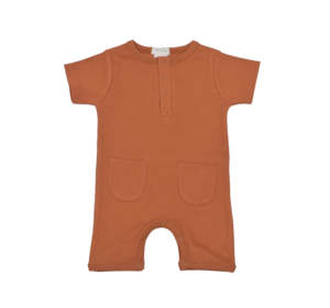 Pelele corto de algodón orgánico y LICRA para bebé, ropa de pijama de color sólido de manga corta para recién nacido con diseño personalizado - Product Image 1