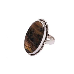 Anillo de jaspe natural hecho a mano de plata de ley con piedras preciosas de cabujón, joyería de moda para mujer para boda, venta al por mayor - Product Image 1