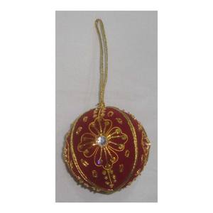 Golden Zari Embroidery Work Hanging Christmas Ornament - Product Image 1