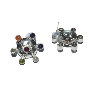 Grossiste en boucles d'oreilles rondes pour femmes, sept chakras, design classique en cristal et strass, à bas prix - Product Image 1
