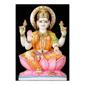 Déesse hindoue Laxmi Statue En Marbre - Product Image 1