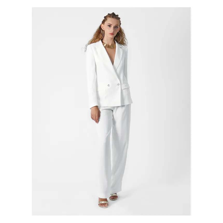 Şık takım elbise kadınlar için beyaz kadın ceketler İtalyan moda smokin polyester kumaş <span class=keywords><strong>uzun</strong></span> kollu resmi blazer kadınlar için