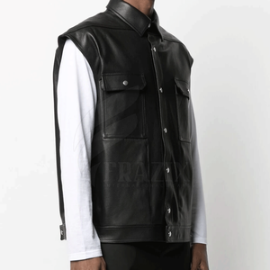 Grossiste Mode Hommes de Véritable En Cuir Sans Manches Veste/PK - Product Image 2