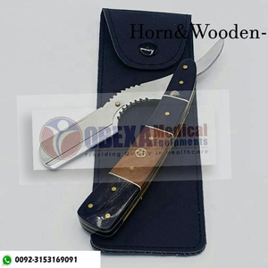 Navaja de Barbero Obexa de Acero Inoxidable con Mango de Madera y Cuerno |   Maquinilla de Afeitar Profesional para Uso en Exteriores - Product Image 1