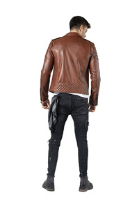 Chaqueta Universitaria Casual y Elegante para Hombre, Valeriano Romano, Cuero Genuino, Largo Regular, Cuello Alto, Se Acepta OEM, Procesamiento con Recubrimiento - Product Image 3