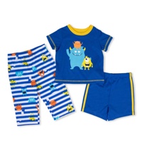 Ensemble pyjama 3 pièces pour enfants garçons été dessin animé confortable ignifuge 100% coton personnalisé OEM sublimation tout-petit