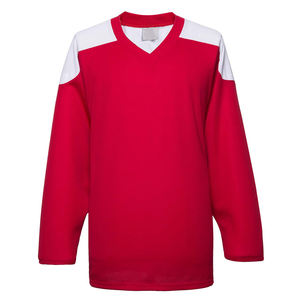 Maillot de Hockey sur glace pour hommes, col en V blanc simple, impression sublimation, 100% Polyester, fait à domicile, bon marché, haute qualité - Product Image 1