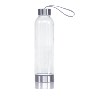 Bouteille à eau en verre transparente avec pochette, en verre Borosilicate, couvercle en acier inoxydable, avec joint en caoutchouc, meilleure vente - Product Image 1