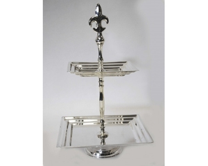 Giá Để Bánh Bằng Kim Loại Màu Bạc Cỡ Lớn Có Tay Cầm Bằng Vàng Khay Trái Cây 3 Tầng Bánh Cưới Tròn Sang Trọng & Đế Tráng Miệng - Product Image 3