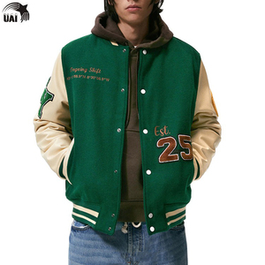 Handmade Men's Winter Collegiate <b>Black</b> Varsity <b>Jacket</b> 100% Cotton Leather Sleeves Breathable Windproof Letterman Baseball Style - Product Image 2