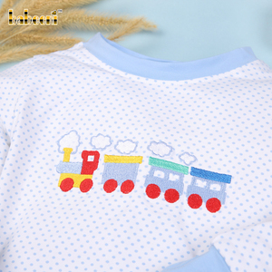 Vêtements de nuit brodés avec train bleu, ensemble long, BB1969 - Product Image 3