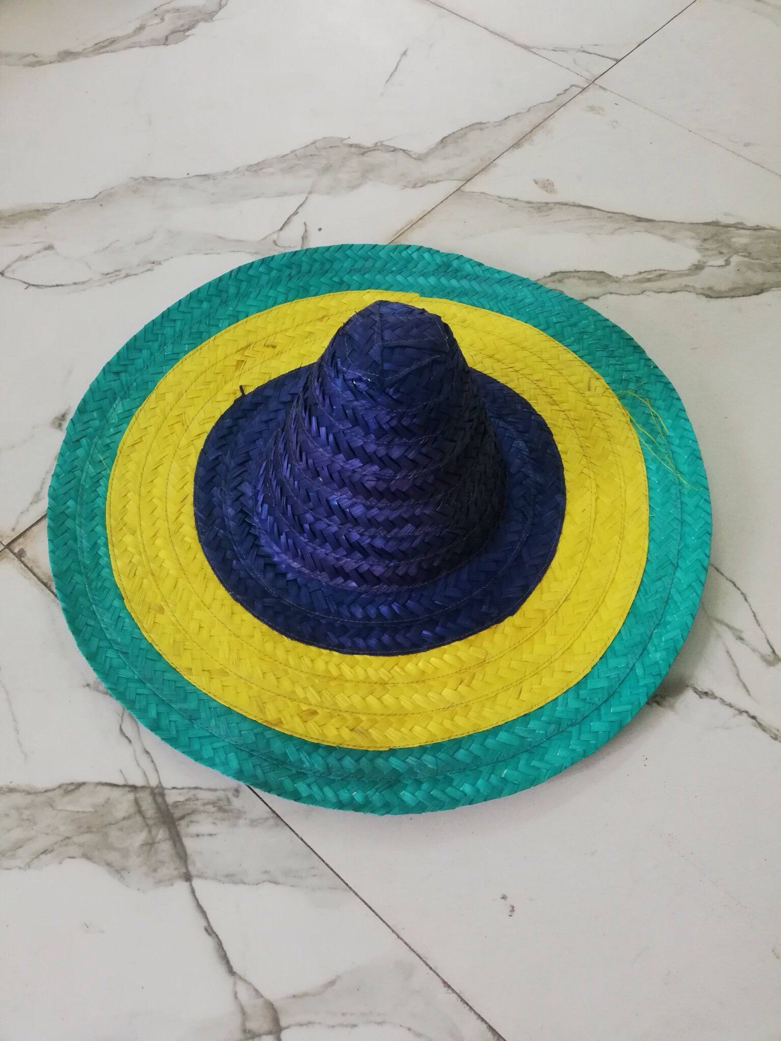 Copricapo Messicano Festa Cappello Di Paglia Messicano Grande Sombrero Giallo Con Nappe - Nuovo Con Etichette Tabarro Uomo - Foto 10