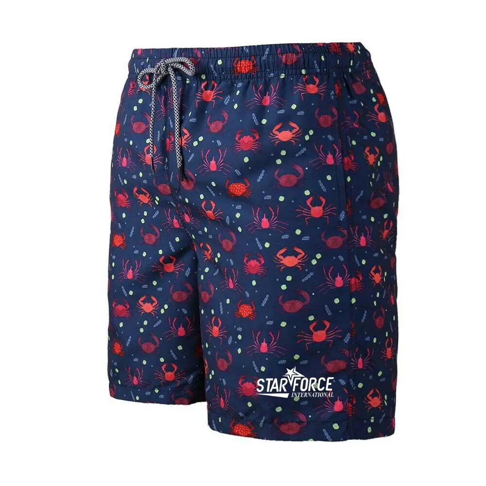 Wholesale men swimming shorts Sky blue flamingo beachwear Custom digital printing swim trunks